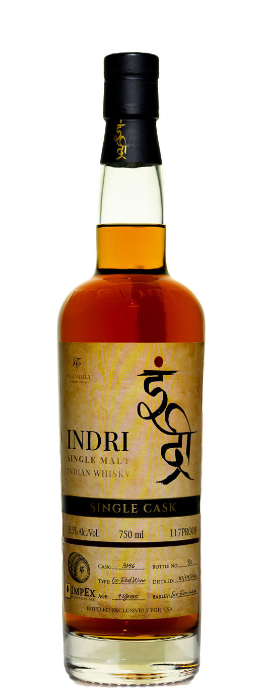 Indri 2014 9yr Ex-Red Wine Cask No.3196 Single Malt Indian Whisky (750ml)