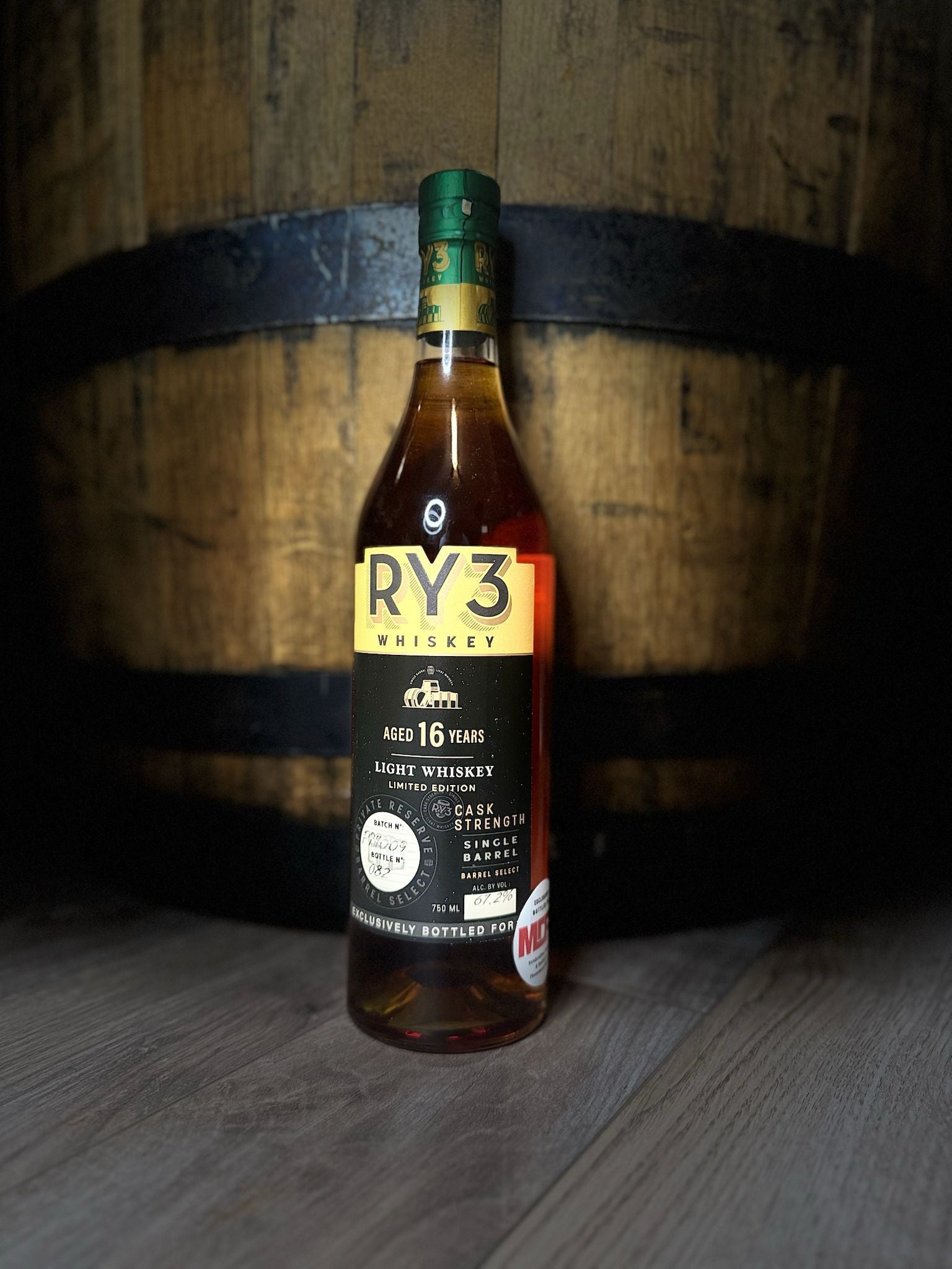 RY3 16 Year Light Whiskey MGP Pick 67.2 Proof 750ml