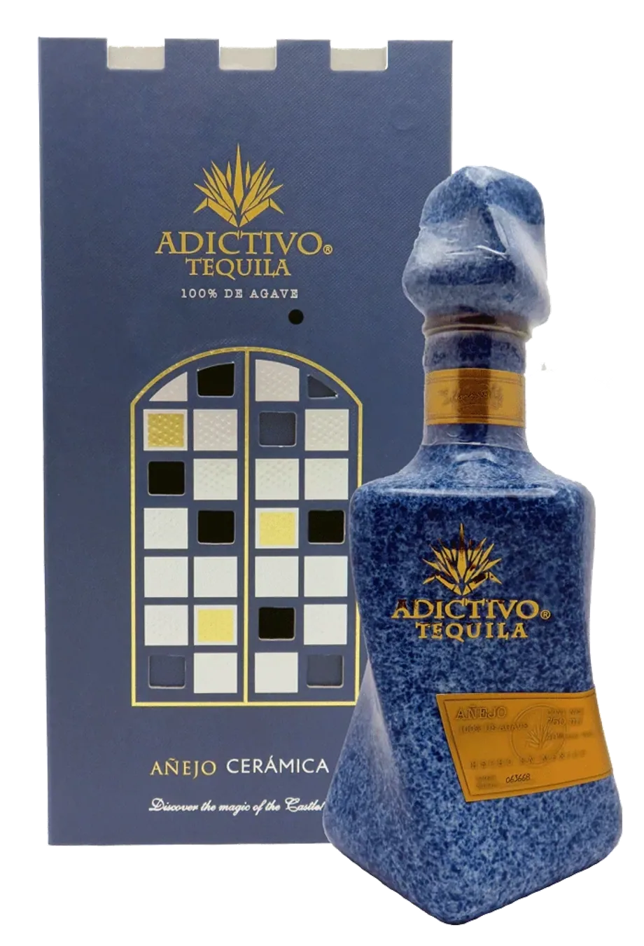 Adictivo Anejo Blue Ceramic Tequila