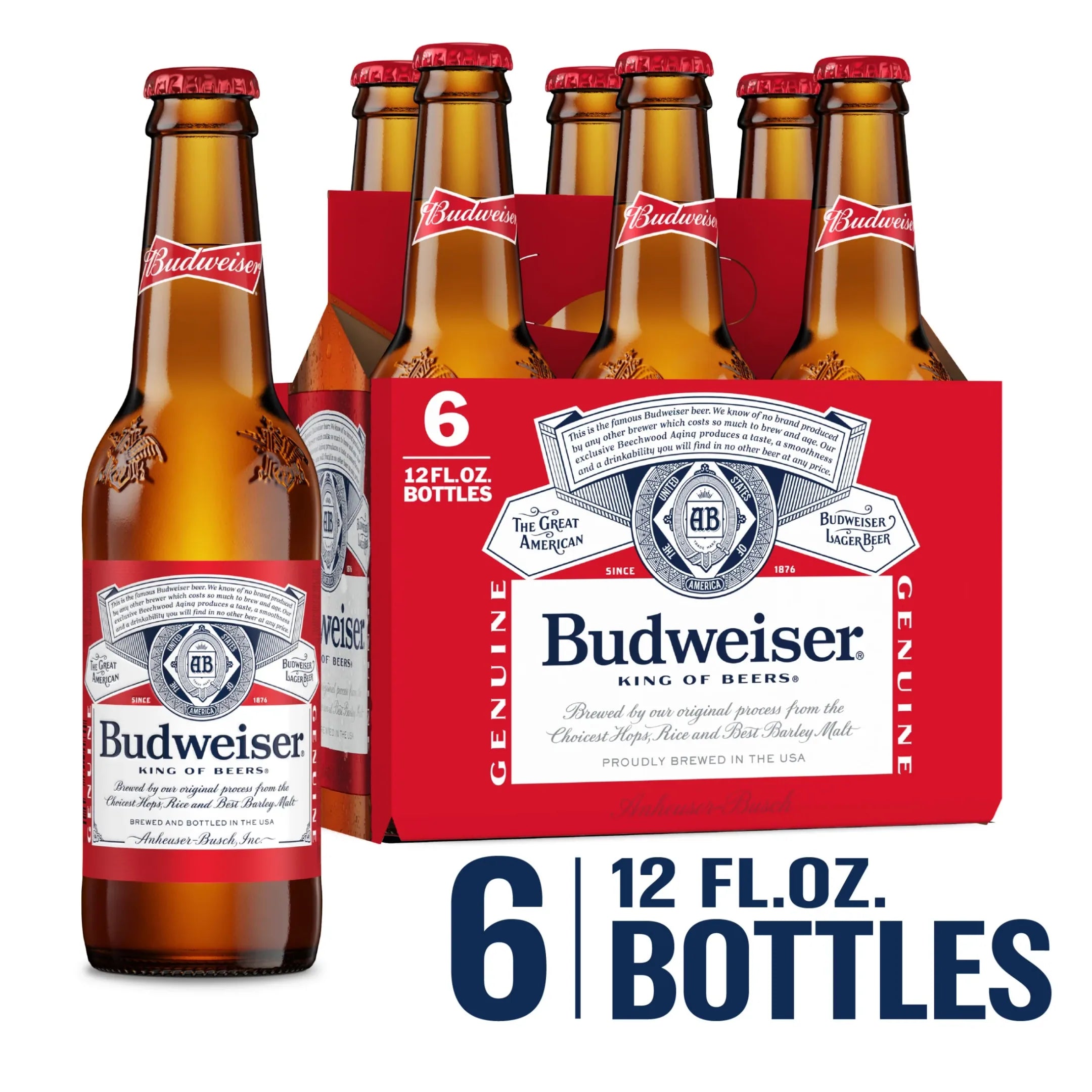 Budweiser Beer 6 Pack 12oz Bottles