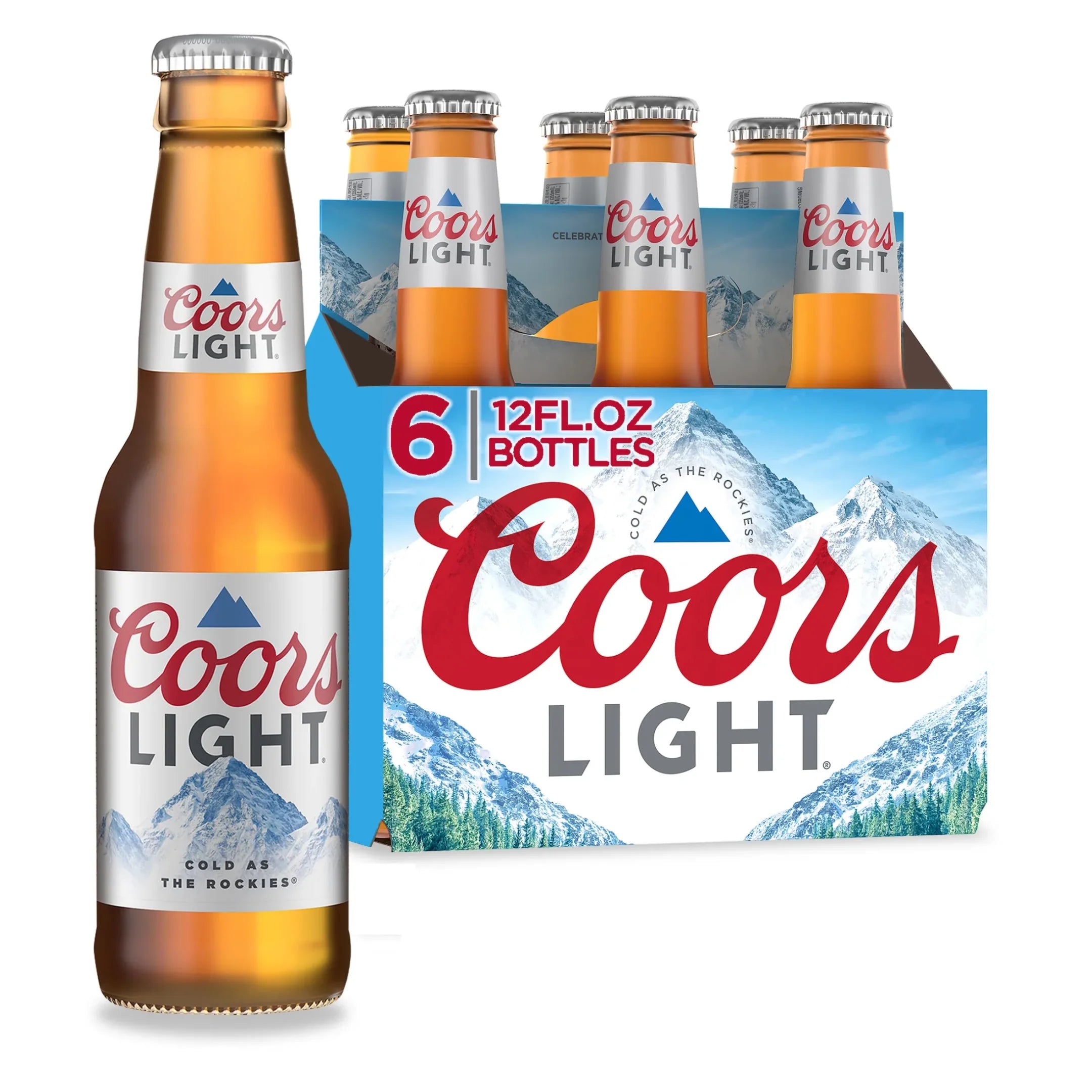 Coors Light Beer 6 Pack 12oz Bottles