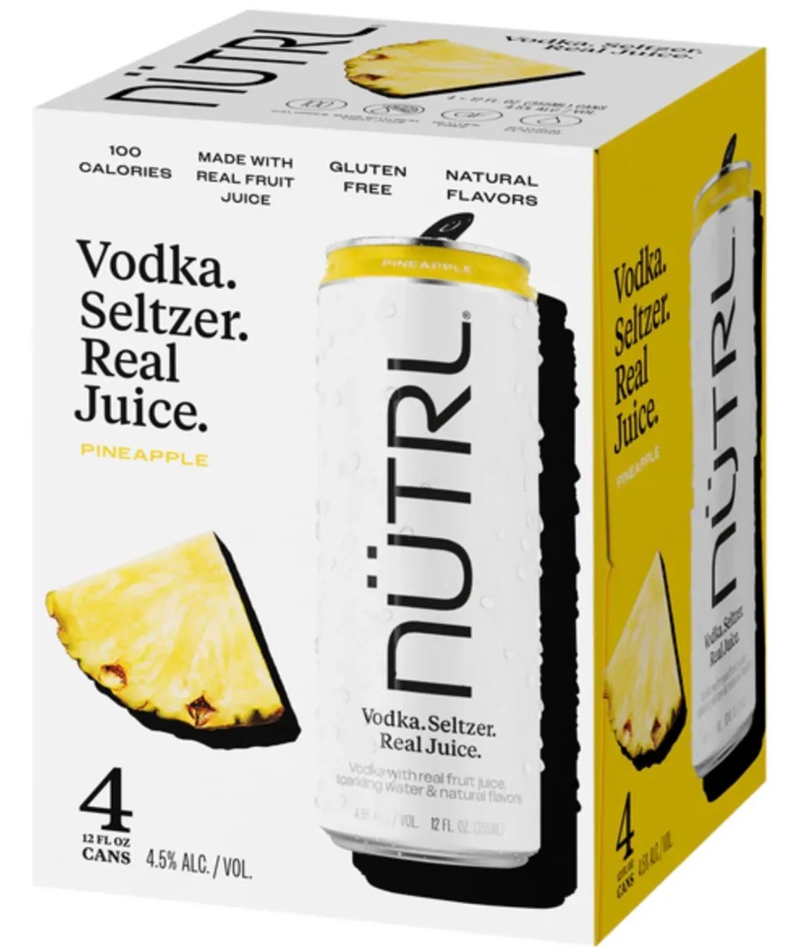 NUTRL Pineapple Vodka Seltzer 4 Pack 12oz